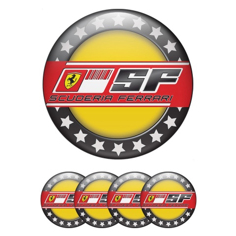 Ferrari Emblems Center Cap Yellow with Black ring with stars