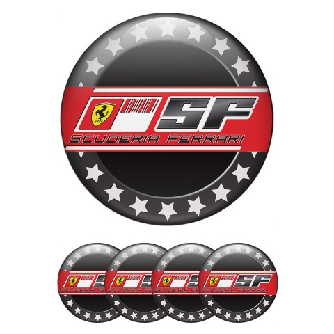 Ferrari Wheel Emblem for Center Caps Black with White Stars ring