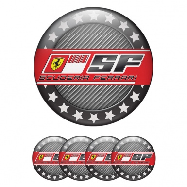 Ferrari Emblems for Wheel center caps carbon Black ring with stars