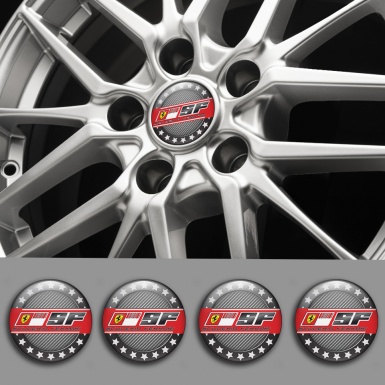 Ferrari Emblems for Wheel center caps carbon Black ring with stars