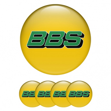 BBS Wheel Emblems for Center Caps Yellow Green Design