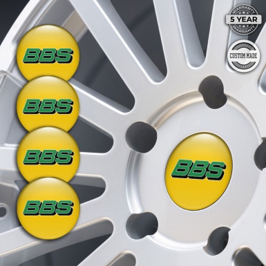 BBS Wheel Emblems for Center Caps Yellow Green Design