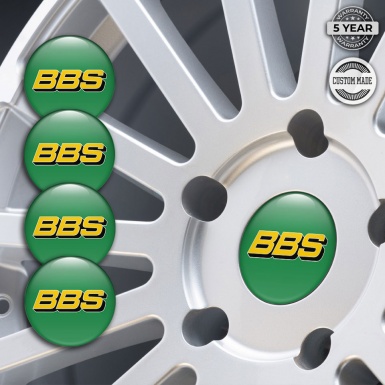 BBS Emblems for Wheel Center Caps Green Yellow Design