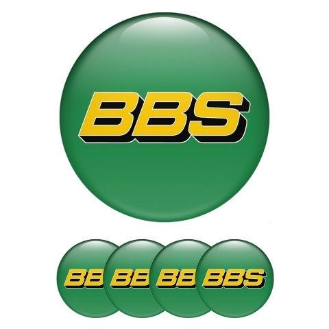 BBS Emblems for Wheel Center Caps Green Yellow Design