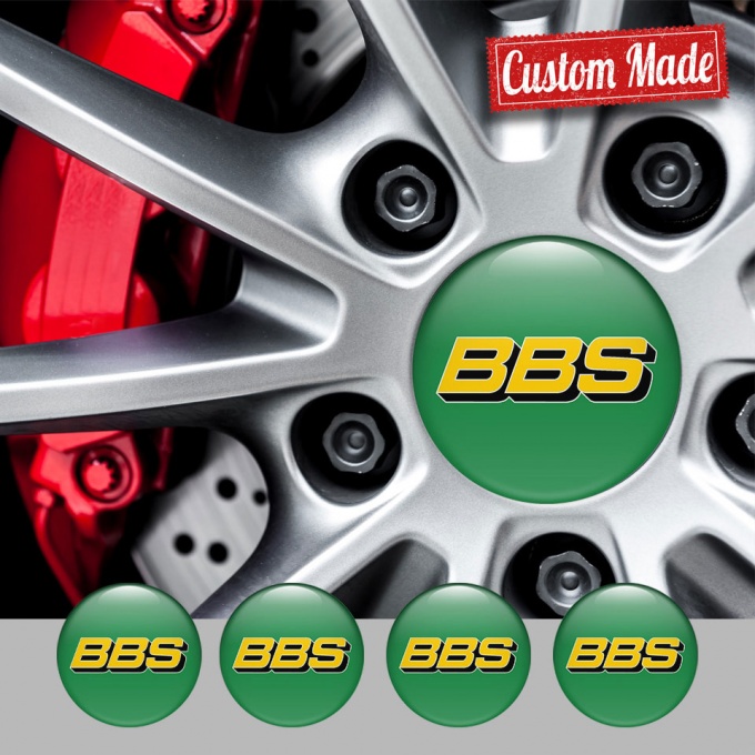 BBS Emblems for Wheel Center Caps Green Yellow Design