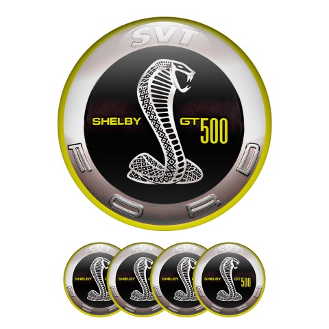 Ford Shelby GT 500 Silicone Stickers Wheel Cap Yellow Ring