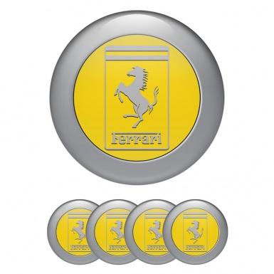 Ferrari Emblem for center caps Yellow with gray logo