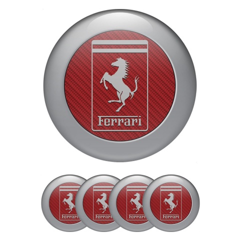 Ferrari Center Cap Wheel Stickers Red Carbon Gray Ring