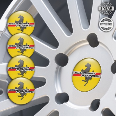 Ferrari Dome stickers for wheel center caps Yellow with Gray logo