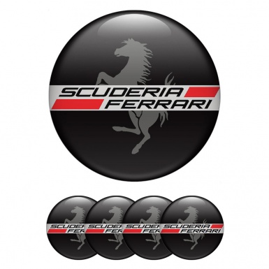 Ferrari Wheel hub emblems Black with Gray logo