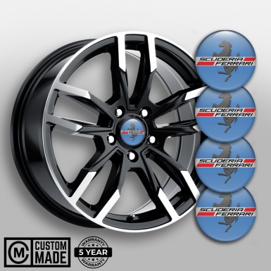 Ferrari Domed Stickers for Wheel center caps Blue with Gray logo