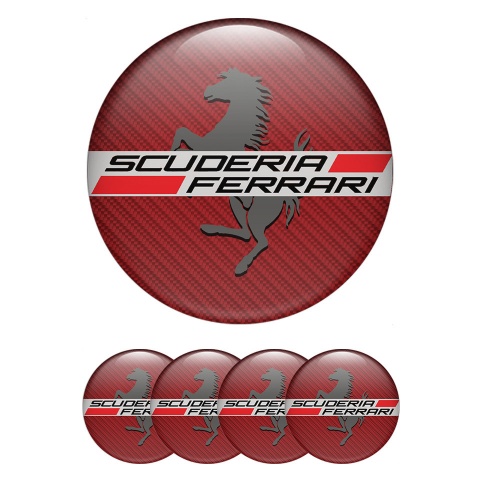 Ferrari Emblem for Center Caps Design Red carbon