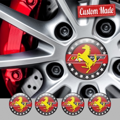 Ferrari Wheel Hub Emblems Red center with star ring