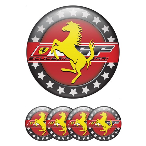 Ferrari Wheel Hub Emblems Red center with star ring