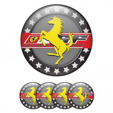 Ferrari Emblem for center caps Gray with Yellow logo