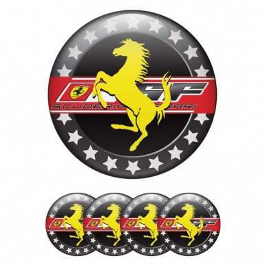 Ferrari Wheel Stickers for Center Caps Black with Yellow logo