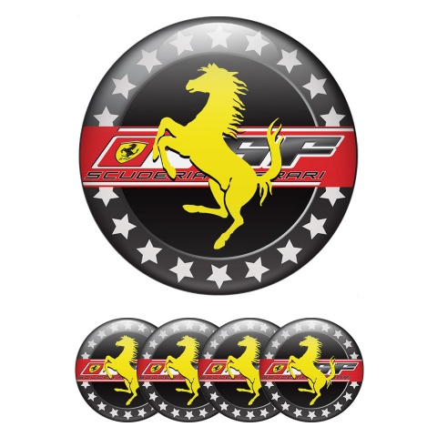 Ferrari Wheel Stickers for Center Caps Black with Yellow logo