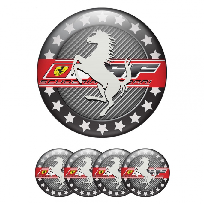 Ferrari Silicone Emblems Design carbon Black ring with stars