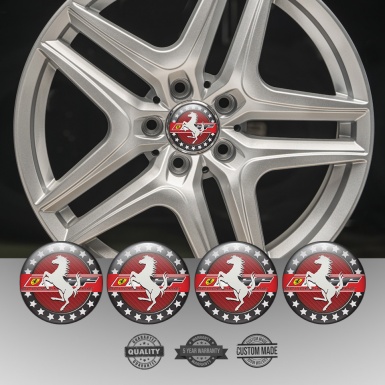 Ferrari Emblems for Wheel center caps Red carbon with Black ring with stars