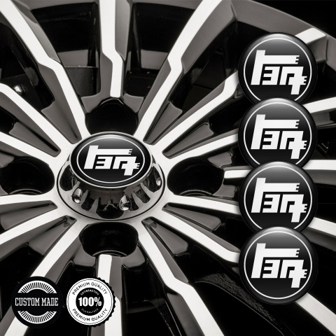 Toyota TRD Wheel Emblems Black with White logo