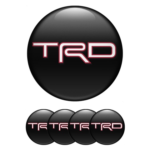 Toyota TRD Wheel Hub Emblems Design Black with White Red logo