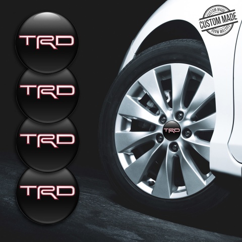 Toyota TRD Wheel Hub Emblems Design Black with White Red logo