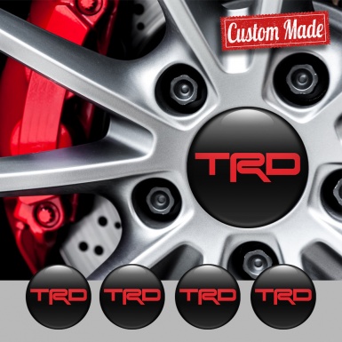 Toyota TRD Center Caps Wheel Emblem Black with Red logo