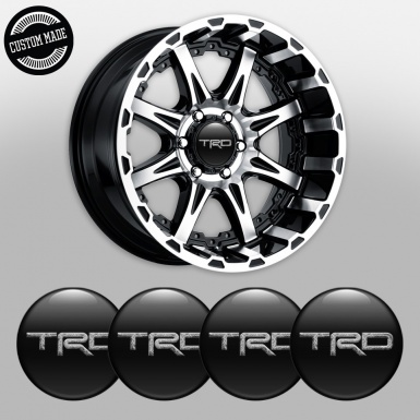 Toyota TRD Domed Stickers for Wheel center caps Black with gray logo