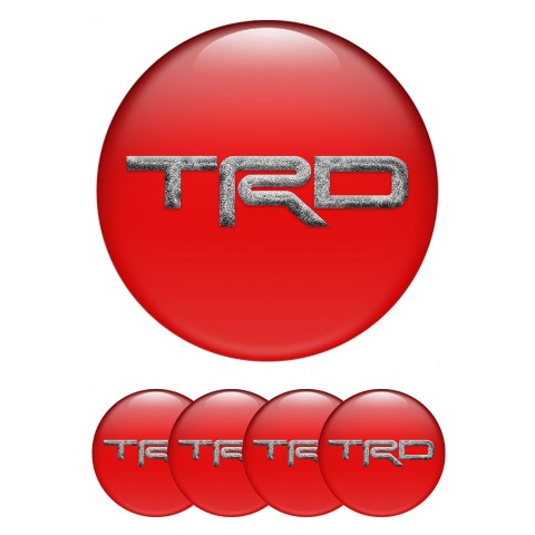 Toyota TRD Wheel Stickers for Center Caps Red with Gray logo