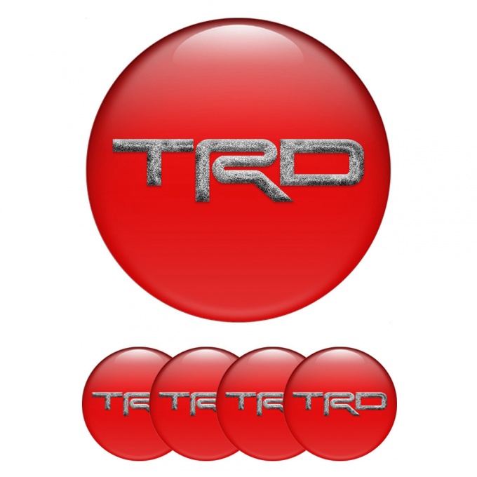 Toyota TRD Wheel Stickers for Center Caps Red with Gray logo