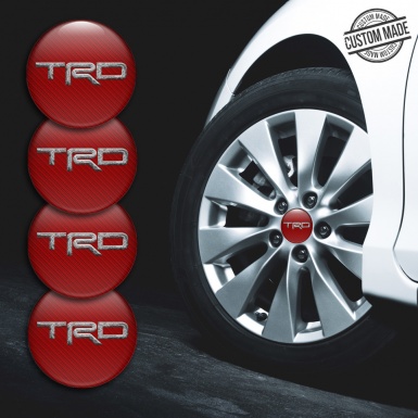 Toyota TRD Wheel Hub Emblems Red carbon with logo