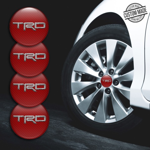 Toyota TRD Wheel Hub Emblems Red carbon with logo