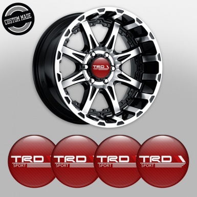 Toyota TRD Center Caps Wheel Emblem Red carbon with logo SPORT