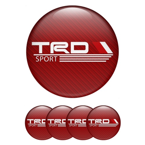 Toyota TRD Center Caps Wheel Emblem Red carbon with logo SPORT