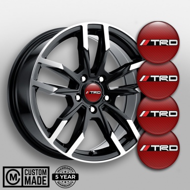 Toyota TRD Center Caps Wheel Emblem Red with White Black logo