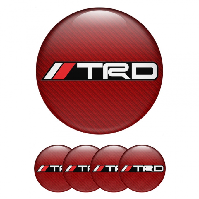 Toyota TRD Center Caps Wheel Emblem Red with White Black logo