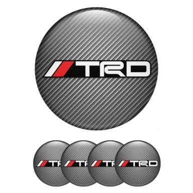 Toyota TRD Wheel Hub Emblems carbon design with White Black logo