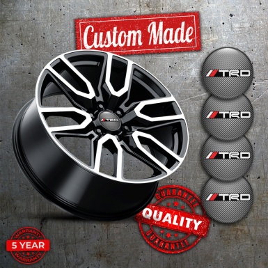 Toyota TRD Wheel Hub Emblems carbon design with White Black logo