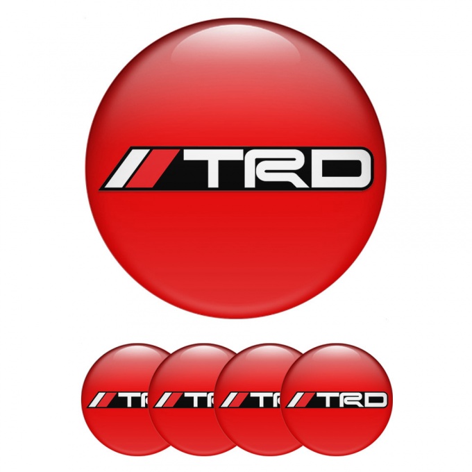 Toyota TRD Wheel Emblems light Red With Black and white logo