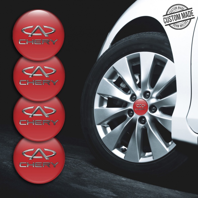Chery Emblem for Center Caps Red with Gray logo | Wheel Emblems ...