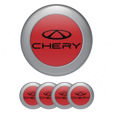 Chery Silicone Emblems Red with Gray ring and Black logo