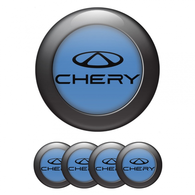 Chery Domed Stickers for Wheel center caps Blue and Black