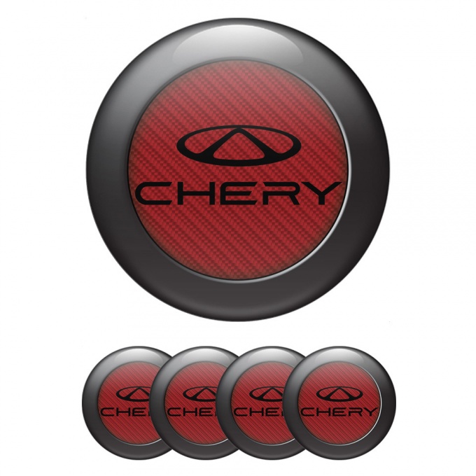 Chery Center Caps Wheel Emblem Red carbon with Black ring