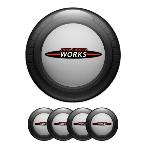 Mini Cooper John Works Wheel Cap Silicone Stickers Black Grey Edition
