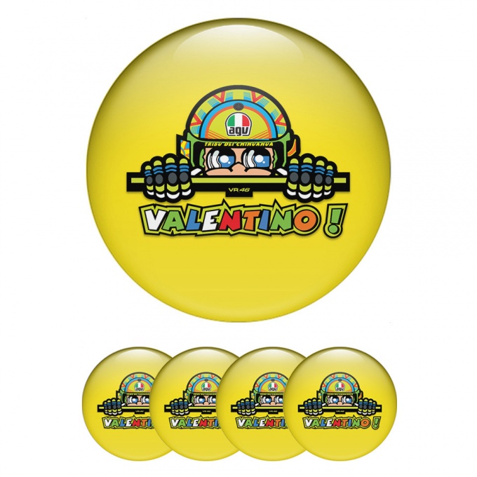 Valentino Rossi Emblems for Wheel center caps Design Yellow with multicolored logo