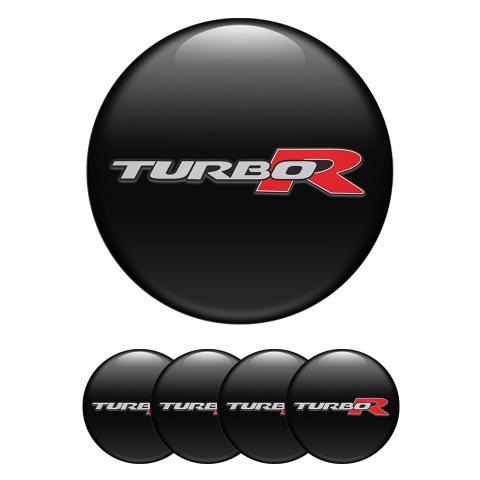 TurboR Emblem for Center Caps Black with White logo