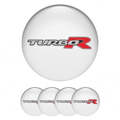 TurboR Wheel Emblems White with Gray and Red logo