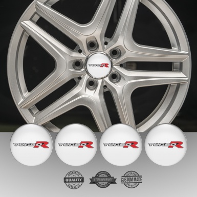 TurboR Wheel Emblems White with Gray and Red logo