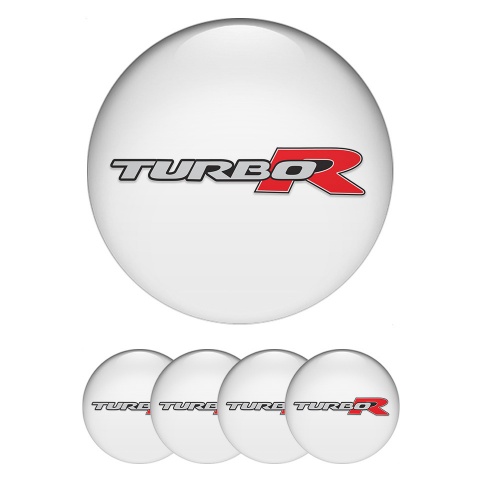 TurboR Wheel Emblems White with Gray and Red logo