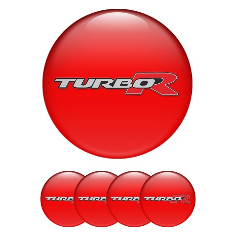 TurboR Emblem for Wheel center caps Red with Gray logo